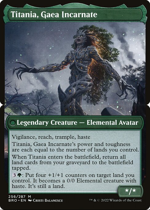 Titania, Gaea Incarnate - The Brothers' War (#256b) - Illustrated by Cristi Balanescu - Magic: The Gathering Card