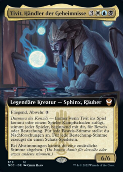 Tivit, Venditore di Segreti (Tivit, Seller of Secrets) - New Capenna Commander (#10) - Illustrated by Chris Rahn - Magic: The Gathering Card