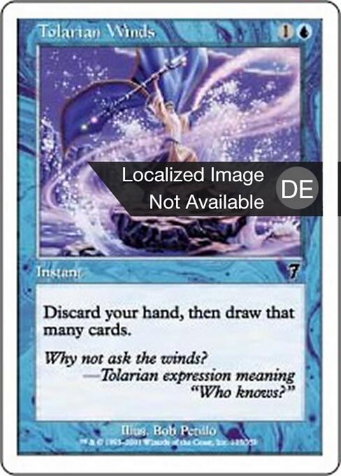 Vientos tolarianos (Tolarian Winds) - Urza's Saga (#104) - Illustrated by Lawrence Snelly - Magic: The Gathering Card