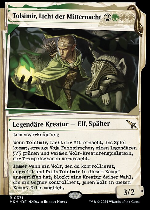 Tolsimir, Licht der Mitternacht (Tolsimir, Midnight's Light) - Murders at Karlov Manor (#371) - Illustrated by David Robert Hovey - Magic: The Gathering Card