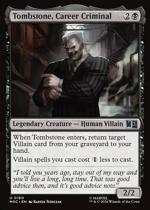 Tombstone, Career Criminal - Marvel Super Heroes Commander (#160) - Illustrated by Bartek Fedyczak - Magic: The Gathering Card
