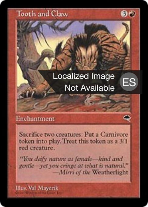 Tooth and Claw - Tempest (#210) - Illustrated by Val Mayerik - Magic: The Gathering Card