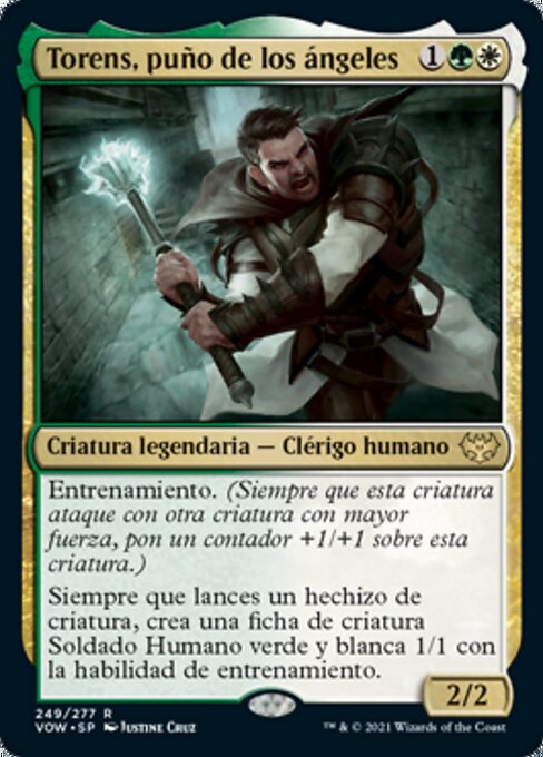 Torens, puño de los ángeles (Torens, Fist of the Angels) - Innistrad: Crimson Vow (#249) - Illustrated by Justine Cruz - Magic: The Gathering Card