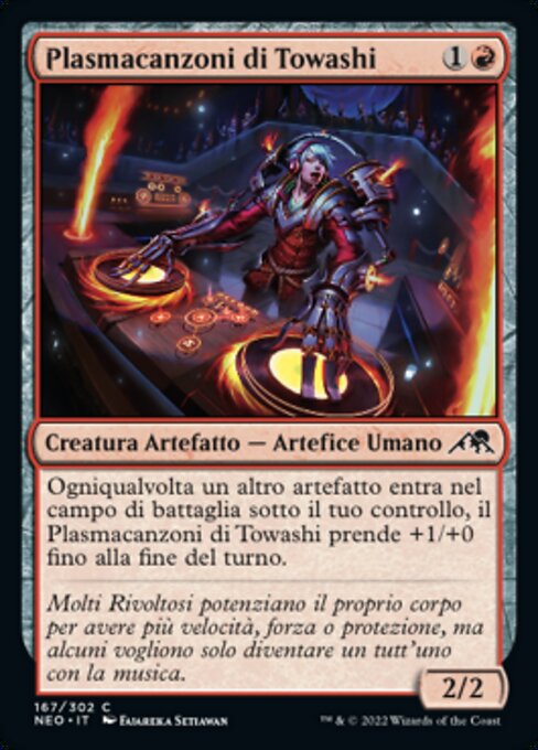 都和市の整歌師 (Towashi Songshaper) - Kamigawa: Neon Dynasty (#167) - Illustrated by Fajareka Setiawan - Magic: The Gathering Card