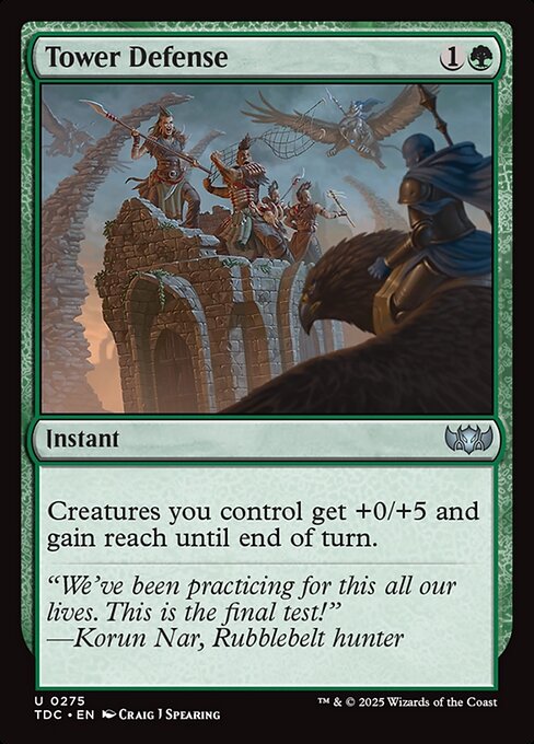 Tower Defense - Tarkir: Dragonstorm Commander (#275) - Illustrated by Craig J Spearing - Magic: The Gathering Card