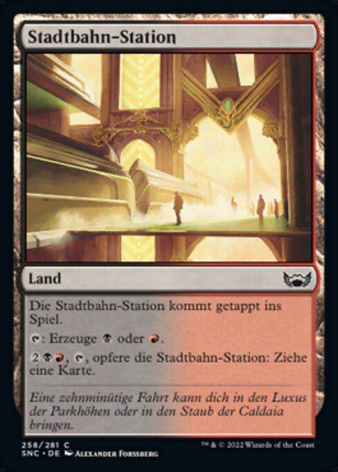 Stadtbahn-Station (Tramway Station) - Streets of New Capenna (#258) - Illustrated by Alexander Forssberg - Magic: The Gathering Card