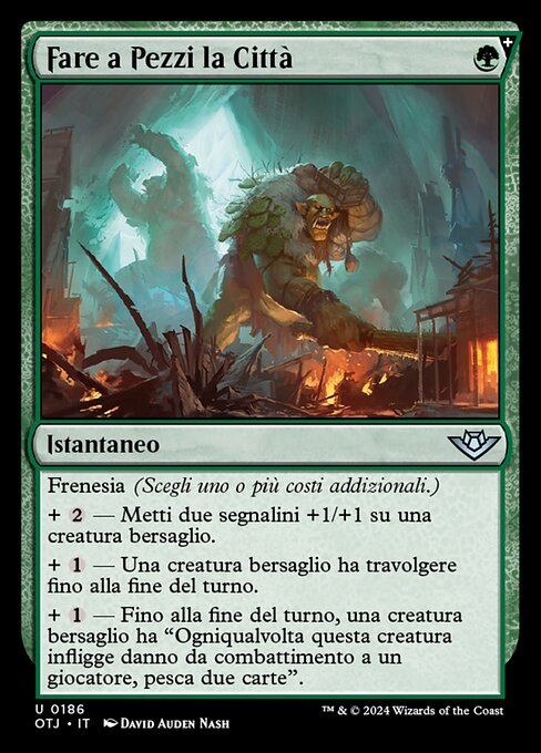 Fare a Pezzi la Città (Trash the Town) - Outlaws of Thunder Junction (#186) - Illustrated by David Auden Nash - Magic: The Gathering Card