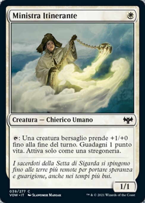 Fahrende Geistliche (Traveling Minister) - Innistrad: Crimson Vow (#39) - Illustrated by Slawomir Maniak - Magic: The Gathering Card