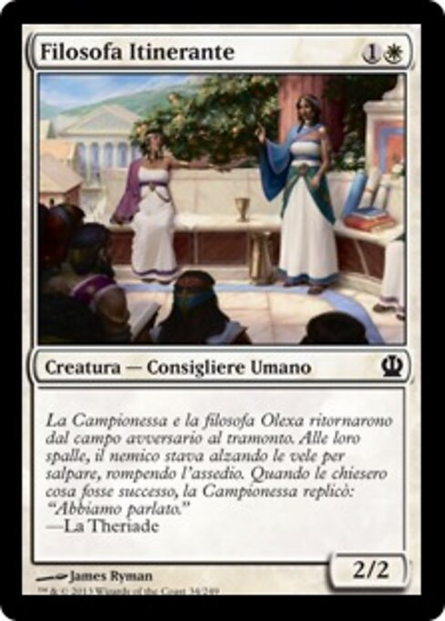 Filosofa Itinerante (Traveling Philosopher) - Theros (#34) - Illustrated by James Ryman - Magic: The Gathering Card