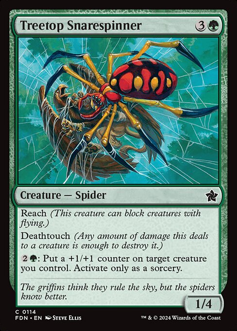 Tessitrappole Arboricolo (Treetop Snarespinner) - Foundations (#114) - Illustrated by Steve Ellis - Magic: The Gathering Card