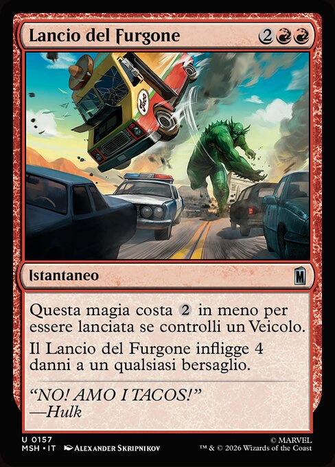 Lancio del Furgone (Truck Toss) - Marvel Super Heroes (#157) - Illustrated by Alexander Skripnikov - Magic: The Gathering Card