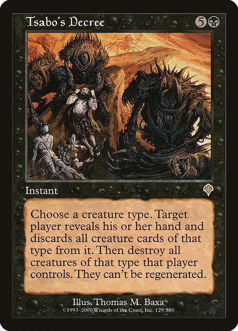 Decreto di Tsabo (Tsabo's Decree) - Invasion (#129) - Illustrated by Thomas M. Baxa - Magic: The Gathering Card