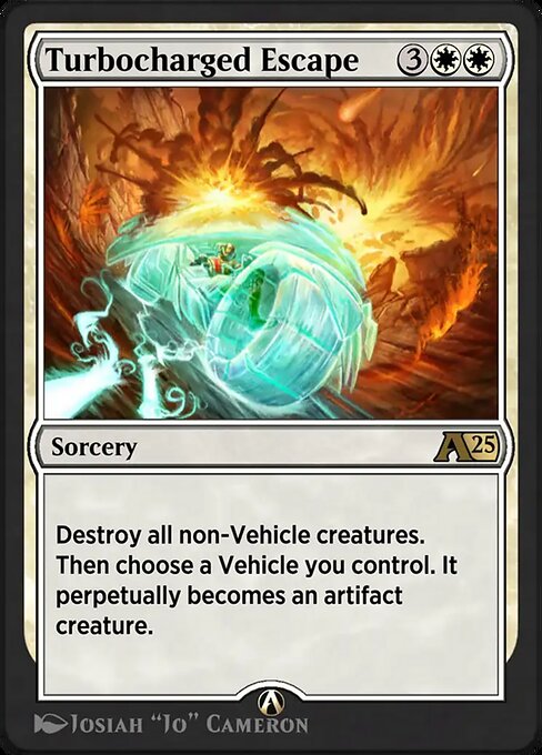 Turbocharged Escape - Alchemy: Aetherdrift (#3) - Illustrated by Josiah "Jo" Cameron - Magic: The Gathering Card