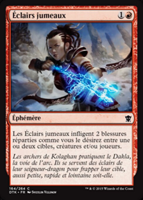 Rayos gemelos (Twin Bolt) - Tarkir: Dragonstorm (#128) - Illustrated by Craig J Spearing - Magic: The Gathering Card
