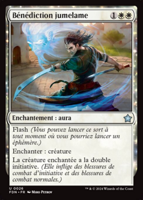Segen der Doppelklinge (Twinblade Blessing) - Foundations (#26) - Illustrated by Miro Petrov - Magic: The Gathering Card