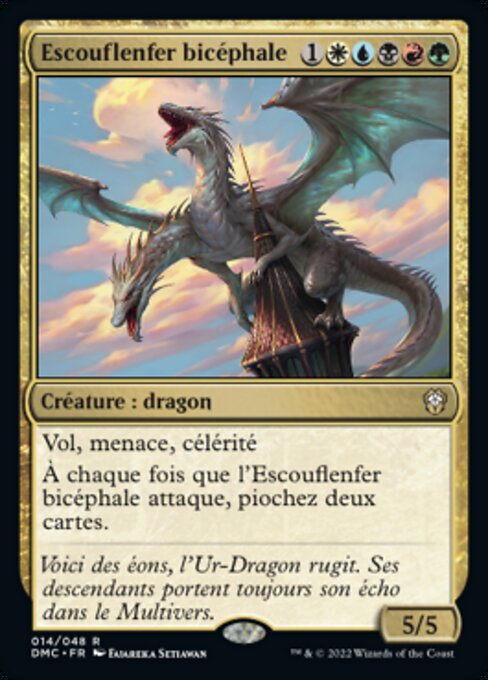 双头残虐者 (Two-Headed Hellkite) - Dominaria United Commander (#14) - Illustrated by Fajareka Setiawan - Magic: The Gathering Card