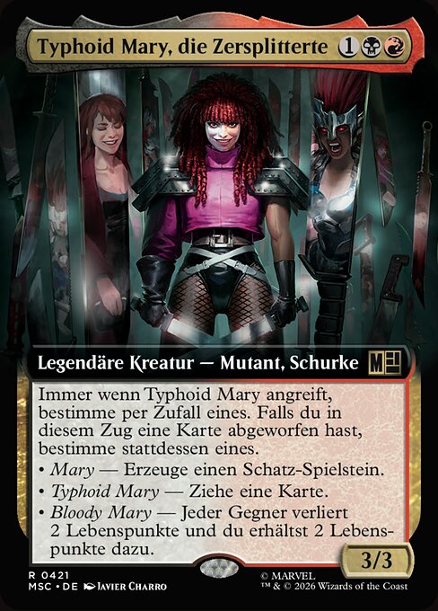 Typhoid Mary, dissociée (Typhoid Mary, Fractured) - Marvel Super Heroes Commander (#421) - Illustrated by Javier Charro - Magic: The Gathering Card