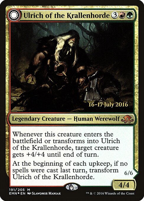 Ulrich of the Krallenhorde // Ulrich, Uncontested Alpha - Eldritch Moon (#191) - Illustrated by Slawomir Maniak - Magic: The Gathering Card