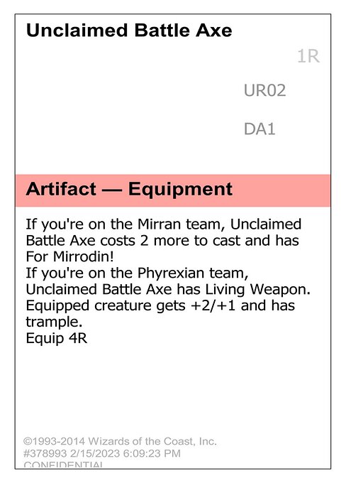 Unclaimed Battle Axe - Unknown Event (#UR02c) - Magic: The Gathering Card