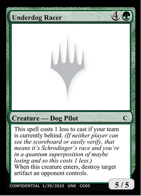 Underdog Racer - Unknown Event (#CG05a) - Magic: The Gathering Card