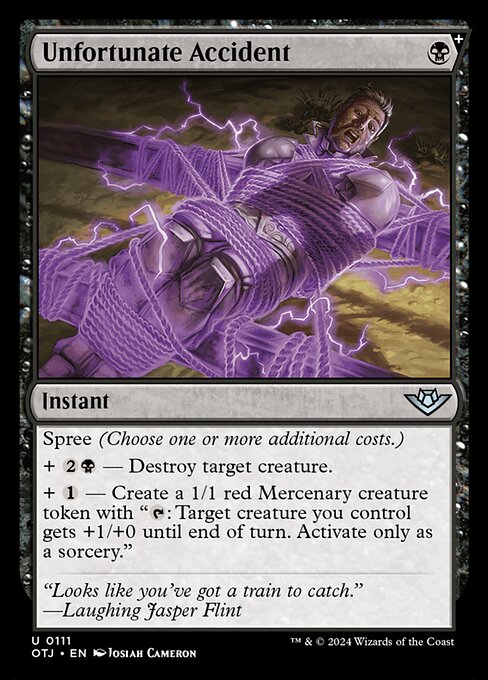 Unfortunate Accident - Outlaws of Thunder Junction (#111) - Illustrated by Josiah "Jo" Cameron - Magic: The Gathering Card