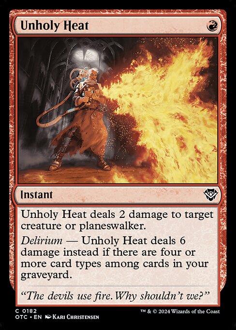 Unholy Heat - Outlaws of Thunder Junction Commander (#182) - Illustrated by Kari Christensen - Magic: The Gathering Card