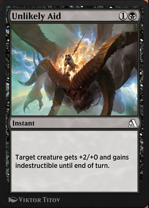 意外援助 (Unlikely Aid) - Ikoria: Lair of Behemoths (#103) - Illustrated by Randy Vargas - Magic: The Gathering Card