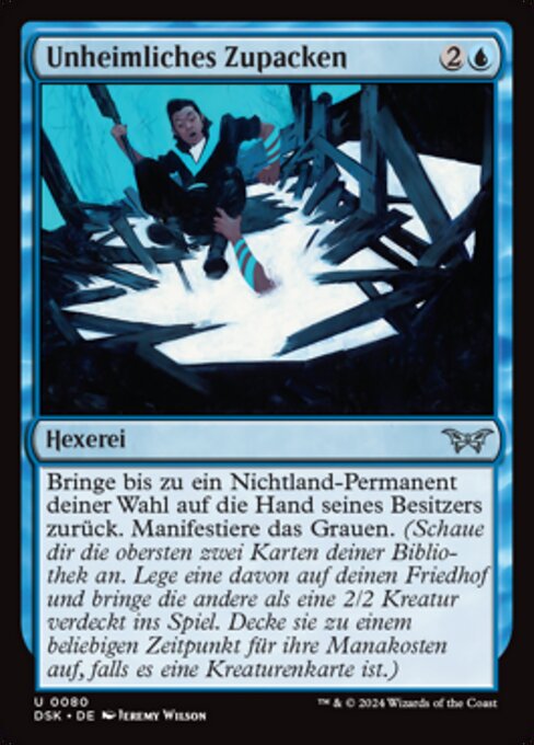 Stretta Agghiacciante (Unnerving Grasp) - Duskmourn: House of Horror (#80) - Illustrated by Jeremy Wilson - Magic: The Gathering Card