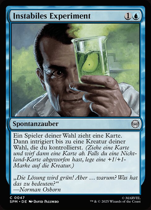 不安定な実験 (Unstable Experiment) - Marvel's Spider-Man (#47) - Illustrated by David Palumbo - Magic: The Gathering Card