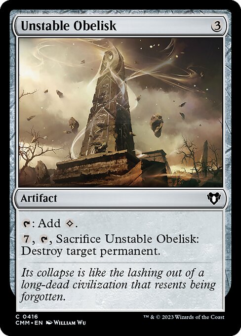 Unstable Obelisk - Commander Masters (#416) - Illustrated by William Wu - Magic: The Gathering Card