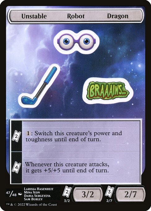 Unstable Robot Dragon - Unfinity Sticker Sheets (#47) - Illustrated by Larissa Hasenheit & Mina Jeon - Magic: The Gathering Card