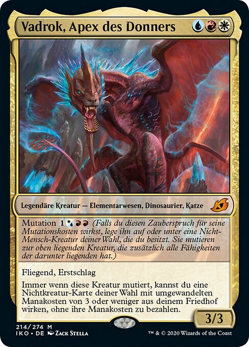 雷の頂点、ヴァドロック (Vadrok, Apex of Thunder) - Ikoria: Lair of Behemoths (#214) - Illustrated by Zack Stella - Magic: The Gathering Card