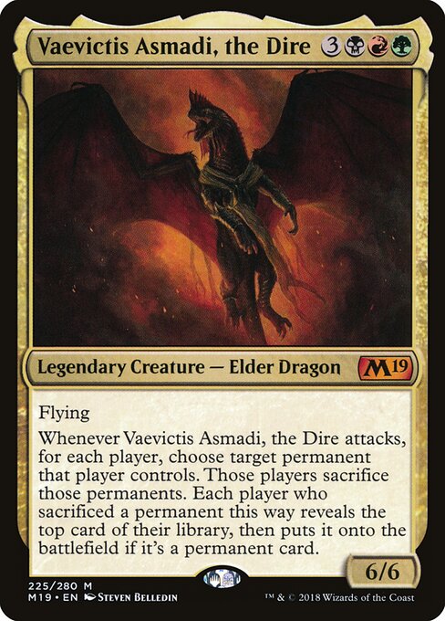 Vaevictis Asmadi, the Dire - Core Set 2019 (#225) - Illustrated by Steven Belledin - Magic: The Gathering Card