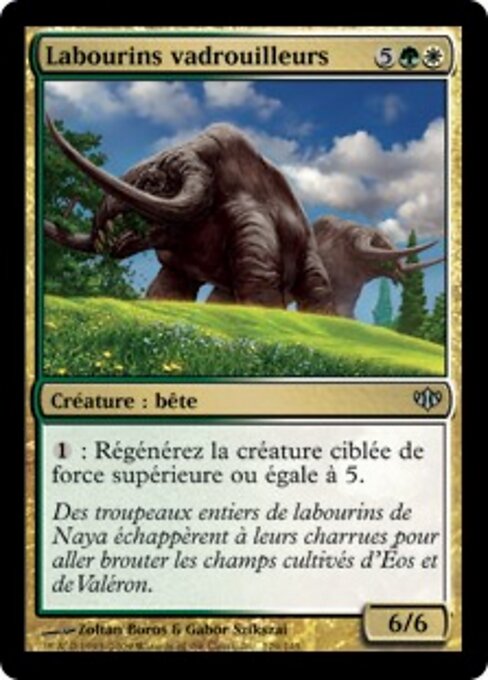浮浪する耕し獣 (Vagrant Plowbeasts) - Conflux (#129) - Illustrated by Zoltan Boros & Gabor Szikszai - Magic: The Gathering Card