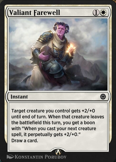 Valiant Farewell - Alchemy Horizons: Baldur's Gate (#31) - Illustrated by Konstantin Porubov - Magic: The Gathering Card