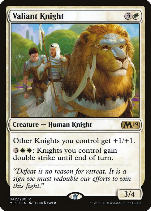 Caballero audaz (Valiant Knight) - Core Set 2019 (#42) - Illustrated by Jakub Kasper - Magic: The Gathering Card