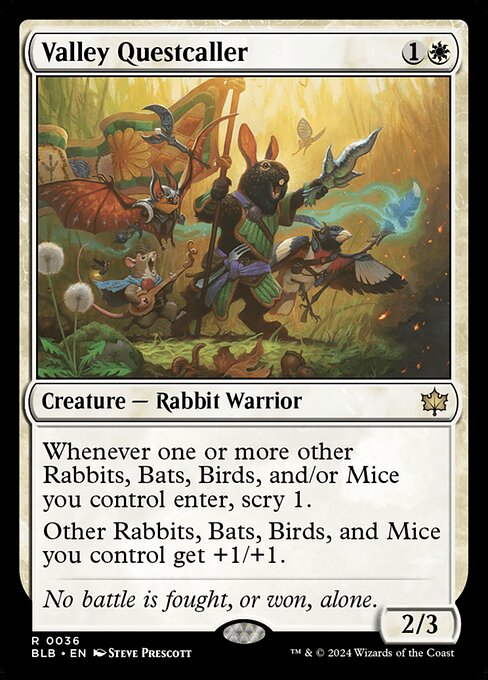 Valley Questcaller - Bloomburrow (#36) - Illustrated by Steve Prescott - Magic: The Gathering Card