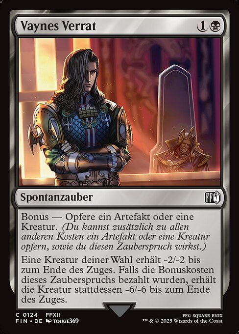 Vaynes Verrat (Vayne's Treachery) - Final Fantasy (#124) - Illustrated by Touge369 - Magic: The Gathering Card