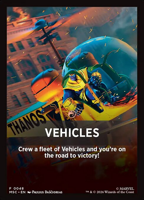 Vehicles - Marvel Super Heroes Jumpstart Front Cards (#48) - Illustrated by Paulius Daščioras - Magic: The Gathering Card