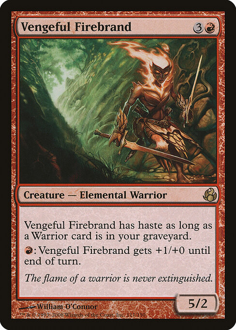 復讐に燃えた扇動者 (Vengeful Firebrand) - Morningtide (#111) - Illustrated by William O'Connor - Magic: The Gathering Card