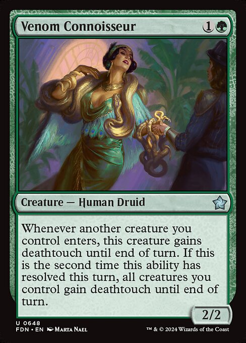 Venom Connoisseur - Foundations (#648) - Illustrated by Marta Nael - Magic: The Gathering Card
