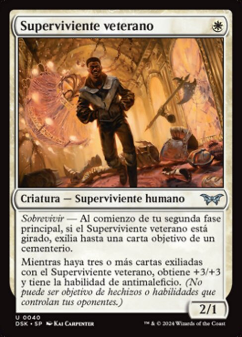 Superviviente veterano (Veteran Survivor) - Duskmourn: House of Horror (#40) - Illustrated by Kai Carpenter - Magic: The Gathering Card