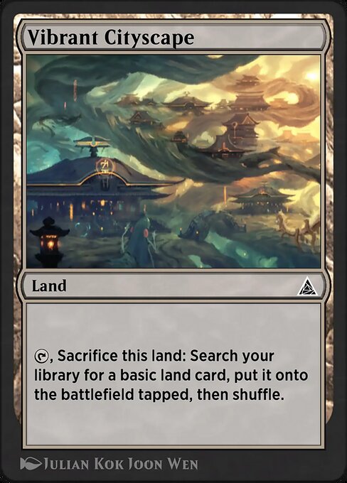 Vibrant Cityscape - Through the Omenpaths (#188) - Illustrated by Julian Kok Joon Wen - Magic: The Gathering Card