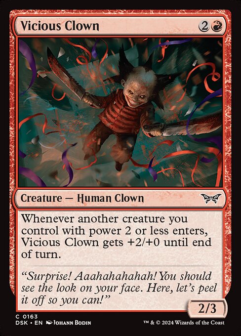 Vicious Clown - Duskmourn: House of Horror (#163) - Illustrated by Johann Bodin - Magic: The Gathering Card