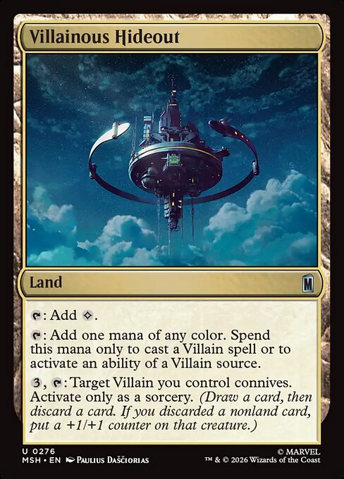 Villainous Hideout - Marvel Super Heroes (#276) - Illustrated by Paulius Daščioras - Magic: The Gathering Card
