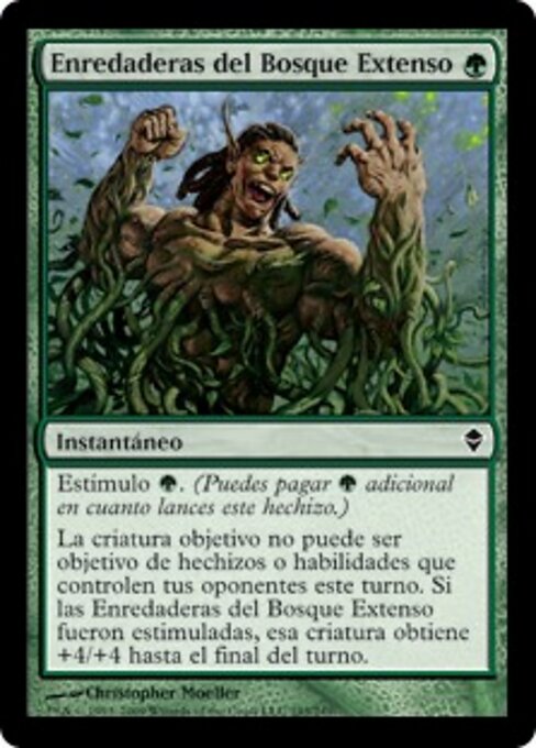 Enredaderas del Bosque Extenso (Vines of Vastwood) - Zendikar (#193) - Illustrated by Christopher Moeller - Magic: The Gathering Card