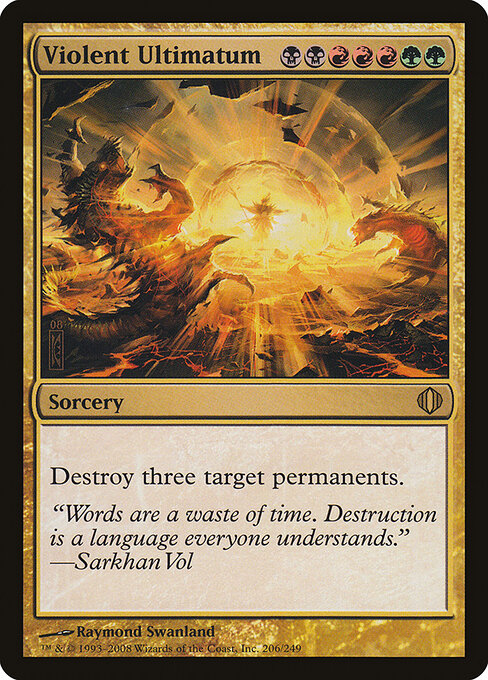 Violent Ultimatum - Shards of Alara (#206) - Illustrated by Raymond Swanland - Magic: The Gathering Card