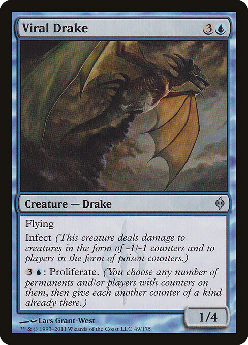 Viral Drake - New Phyrexia (#49) - Illustrated by Lars Grant-West - Magic: The Gathering Card