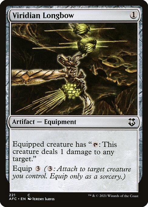 Viridian Longbow - Forgotten Realms Commander (#221) - Illustrated by Jeremy Jarvis - Magic: The Gathering Card