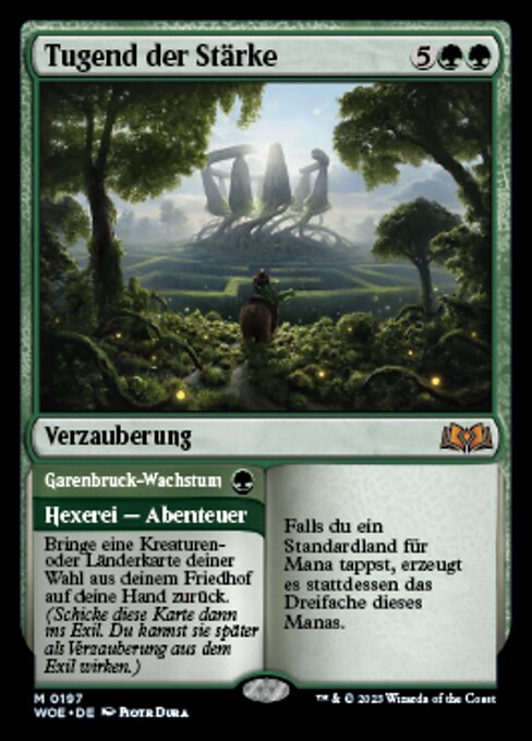 Virtue of Strength // Garenbrig Growth - Wilds of Eldraine (#197) - Illustrated by Piotr Dura - Magic: The Gathering Card
